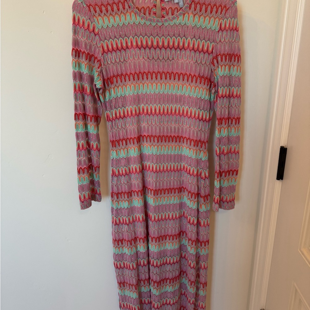Hill House Multicolor Enzo Wave Pattern Midi Dress size Medium